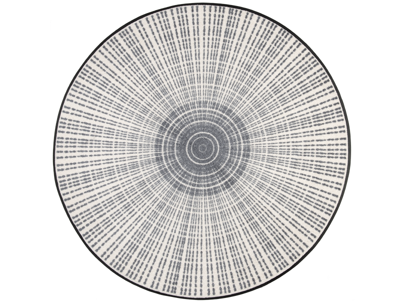 runde Fußmatte mit grau, weißer Linienstruktur