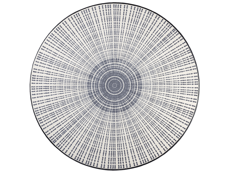 runde Fußmatte mit grau, weißer Linienstruktur