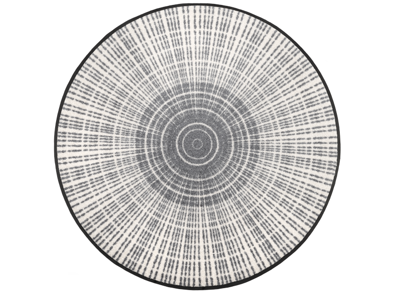 runde Fußmatte mit grau, weißer Linienstruktur