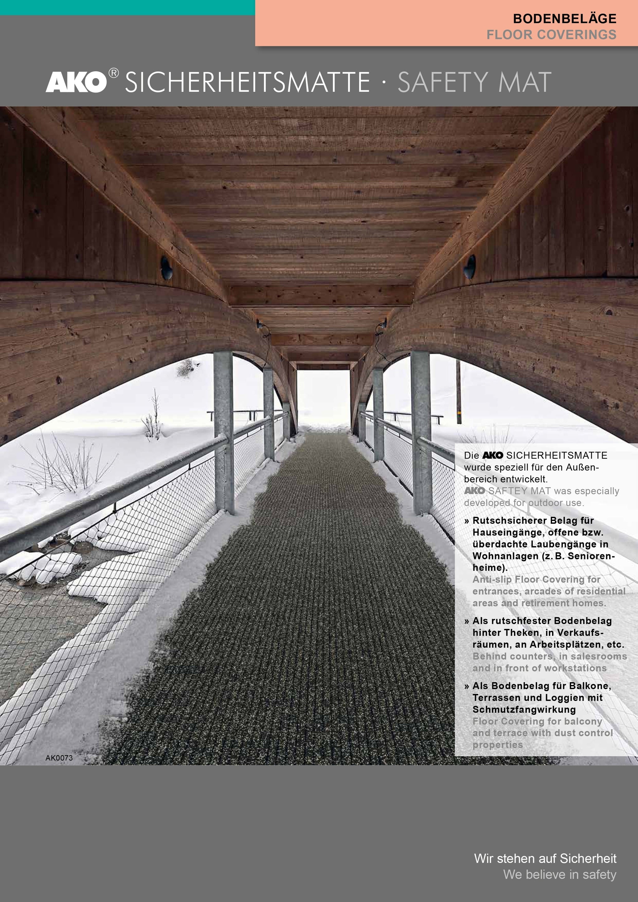 AKO Anti-Rutsch Sicherheitsmatte - 1,20 M Breit, Länge Variabel, Farbe Terra - Ideal Für Rutschige Bereiche